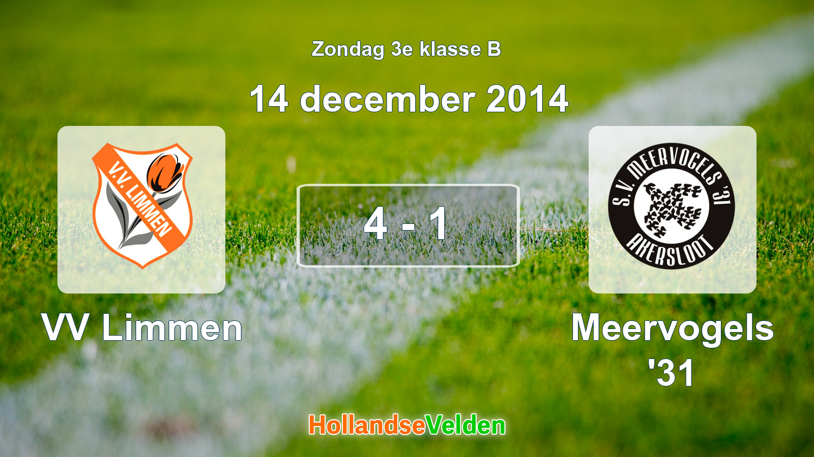Gespeelde wedstrijd: VV Limmen - Meervogels '31 4 - 1 (14 december 2014)