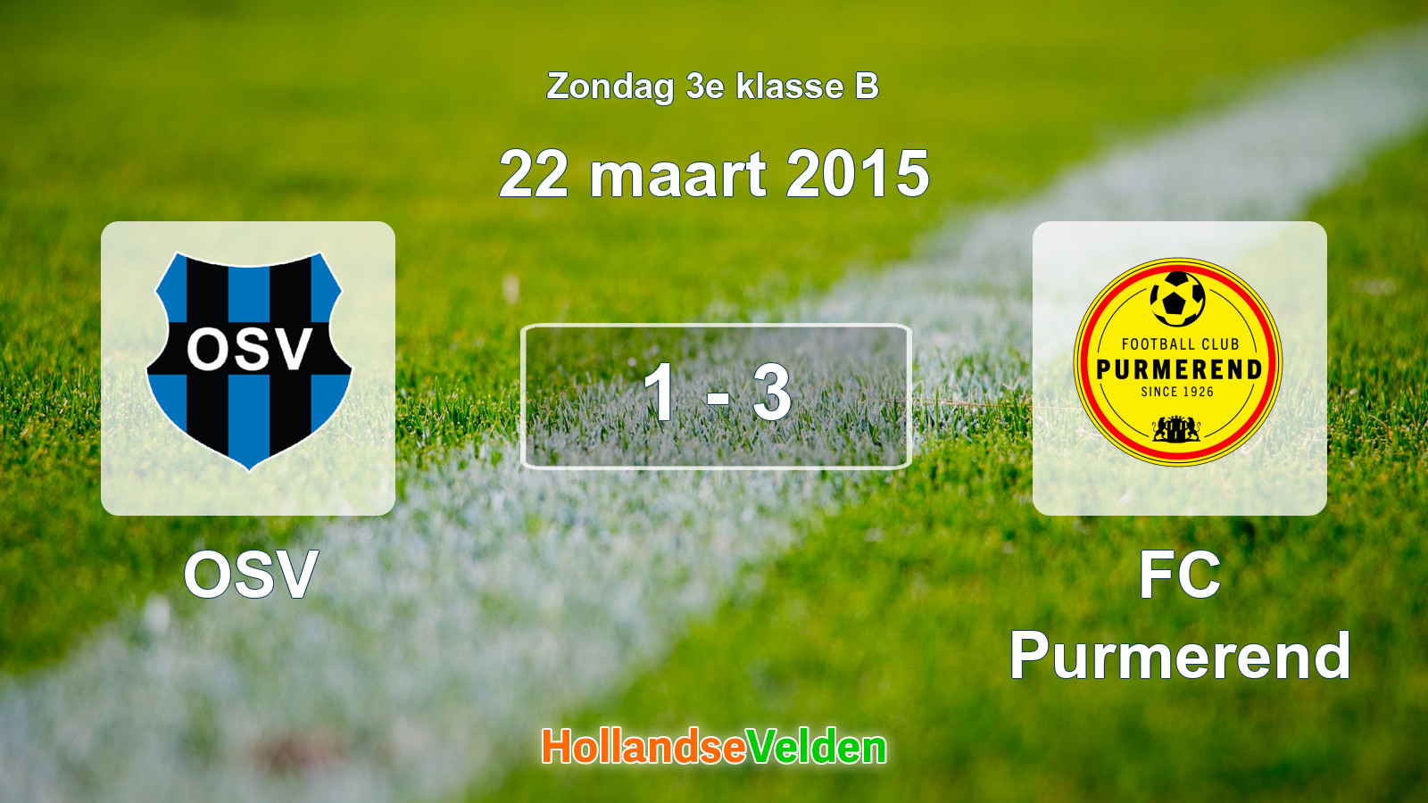 Gespeelde wedstrijd: OSV - FC Purmerend 1 - 3 (22 maart 2015)