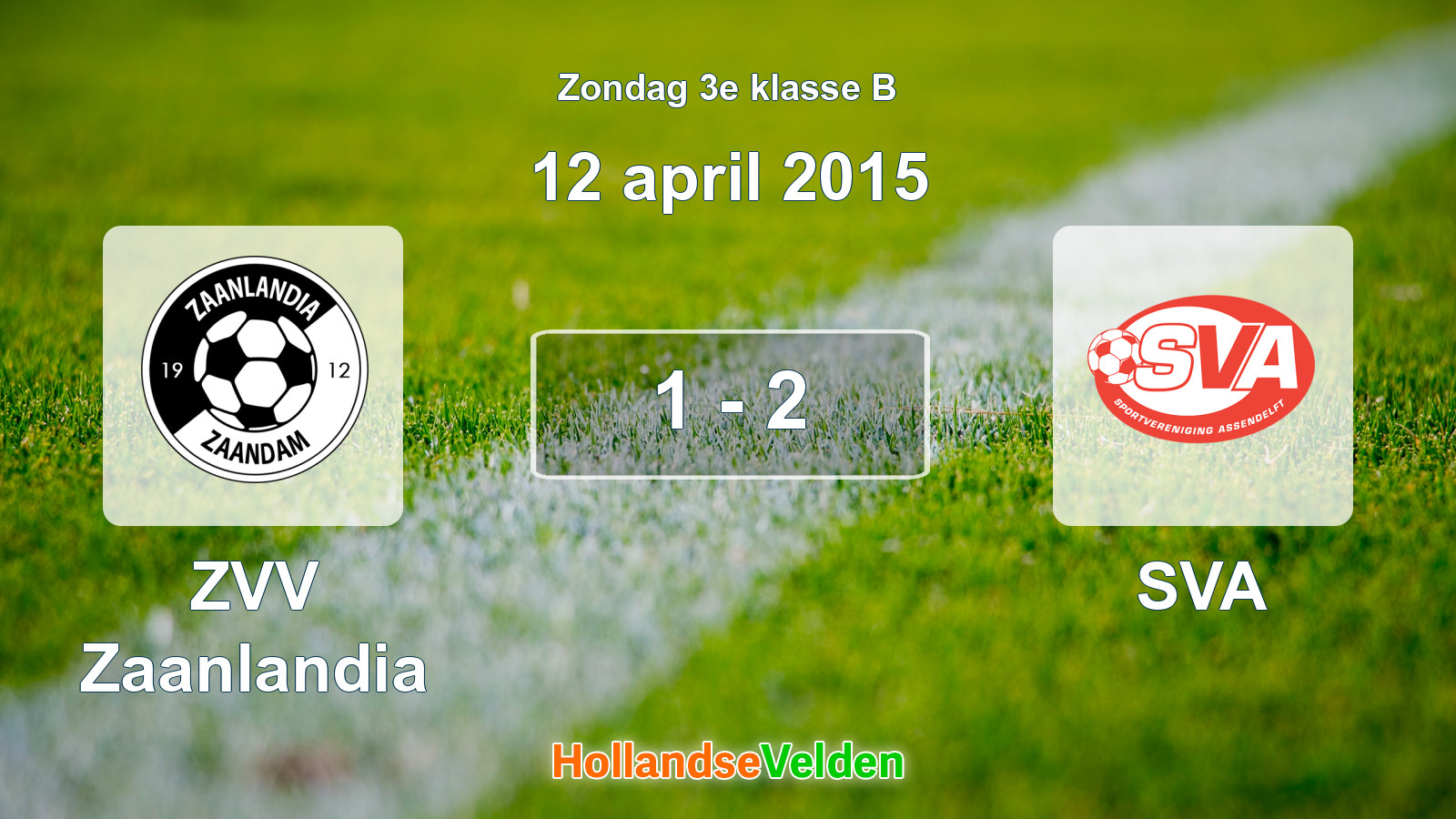 Gespeelde wedstrijd: ZVV Zaanlandia - SVA 1 - 2 (12 april 2015)