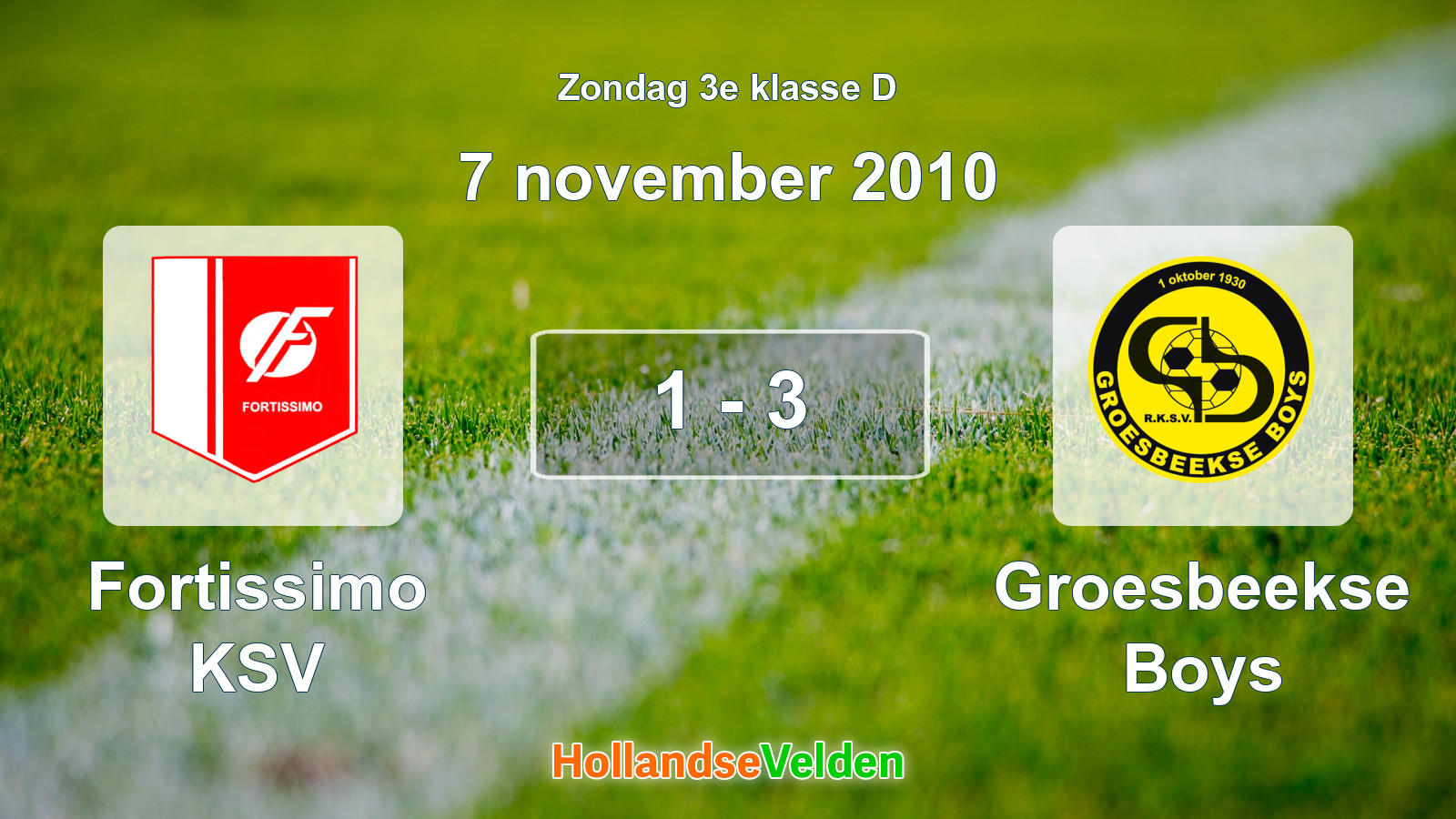 Gespeelde wedstrijd: Fortissimo KSV - Groesbeekse Boys 1 - 3 (7 november 2010)