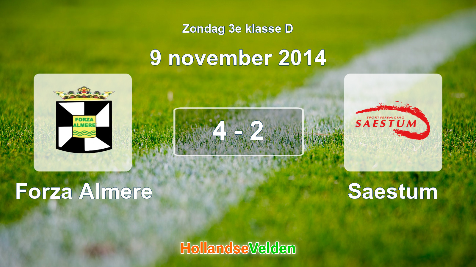 Gespeelde wedstrijd: Forza Almere - Saestum 4 - 2 (9 november 2014)