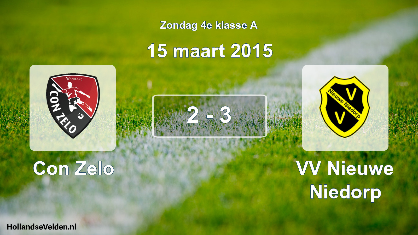 Gespeelde wedstrijd: Con Zelo - VV Nieuwe Niedorp 2 - 3 (15 maart 2015)