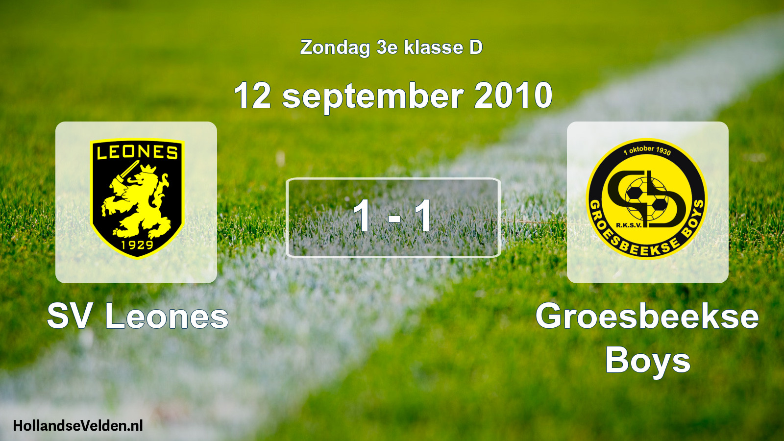 Gespeelde wedstrijd: SV Leones - Groesbeekse Boys 1 - 1 (12 september 2010)