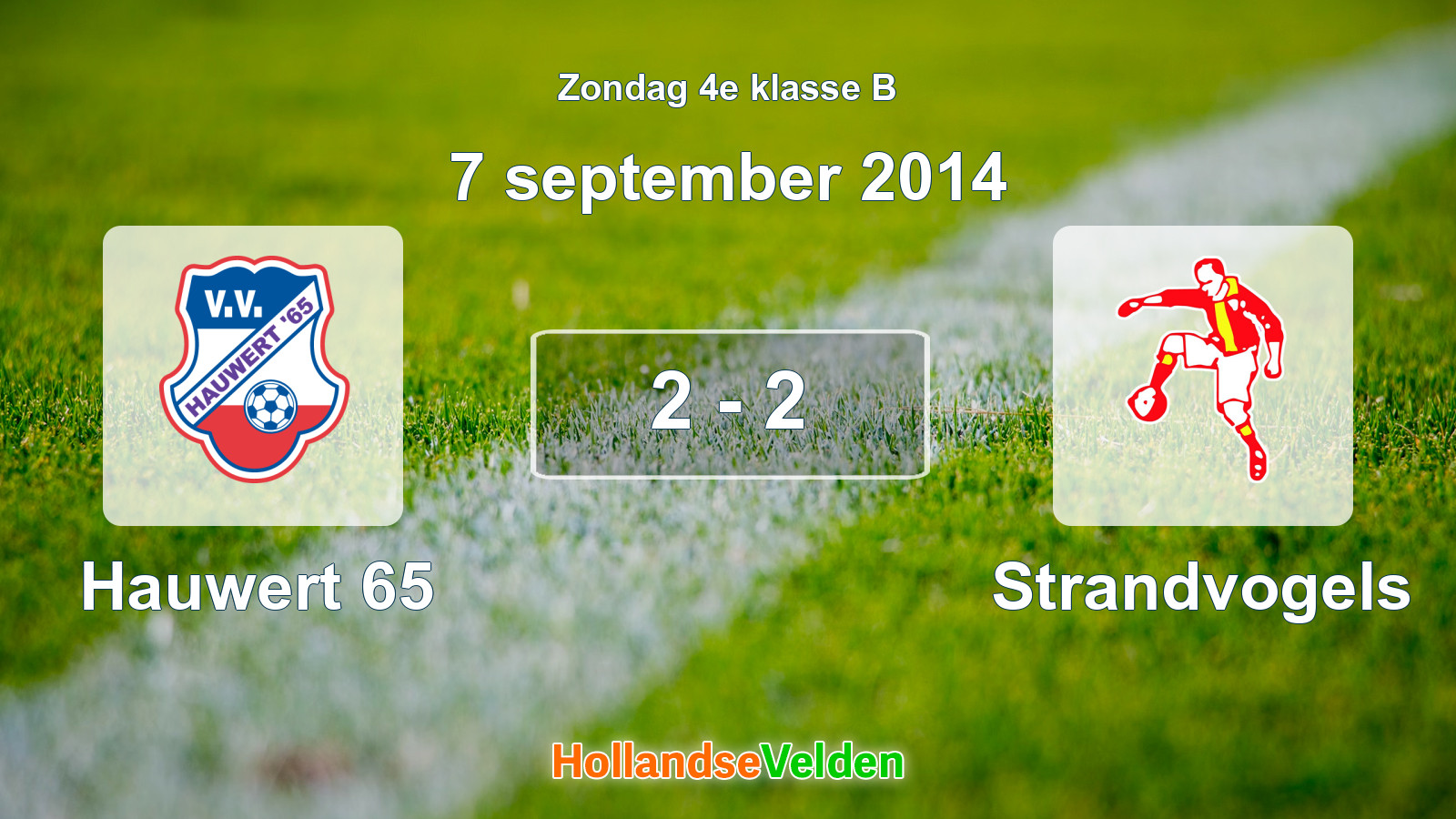 Gespeelde wedstrijd: Hauwert 65 - Strandvogels 2 - 2 (7 september 2014)