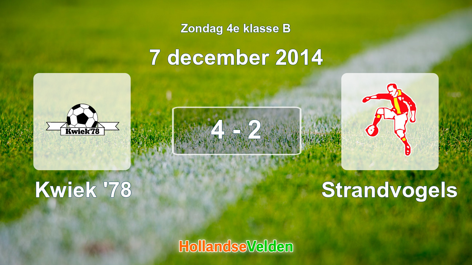 Gespeelde wedstrijd: Kwiek '78 - Strandvogels 4 - 2 (7 december 2014)