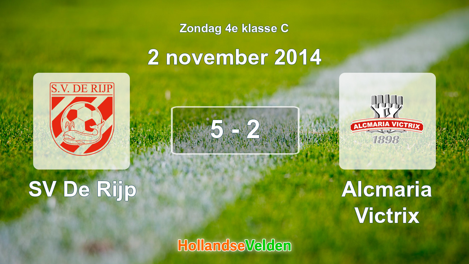 Gespeelde wedstrijd: SV De Rijp - Alcmaria Victrix 5 - 2 (2 november 2014)