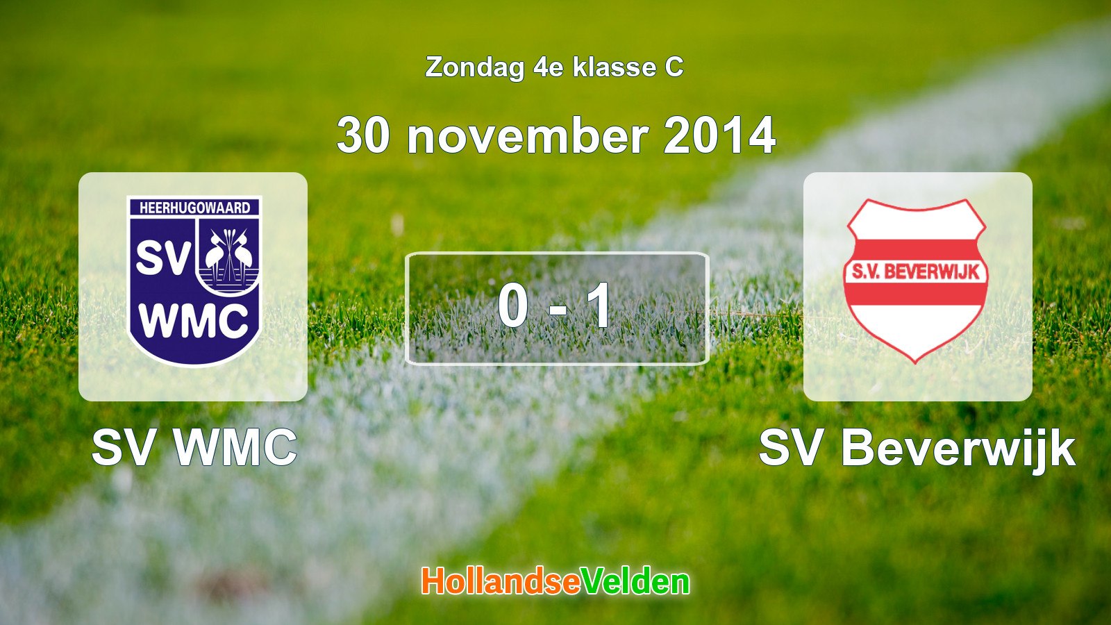Gespeelde wedstrijd: SV WMC - SV Beverwijk 0 - 1 (30 november 2014)