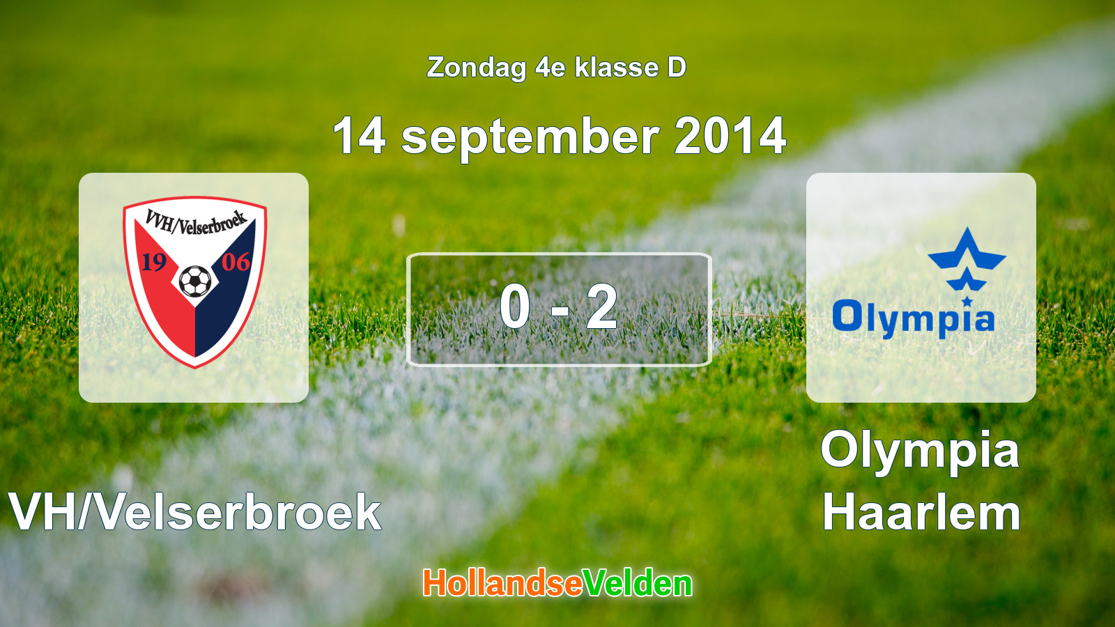 Gespeelde wedstrijd: VVH/Velserbroek - Olympia Haarlem 0 - 2 (14 september 2014)