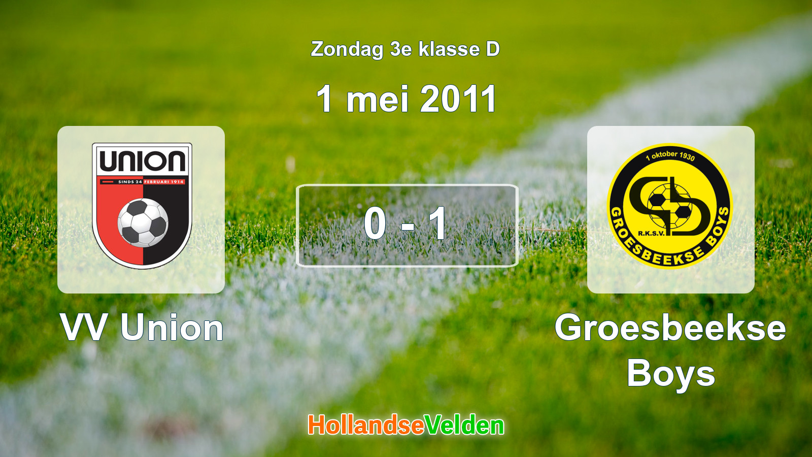 Gespeelde wedstrijd: VV Union - Groesbeekse Boys 0 - 1 (1 mei 2011)