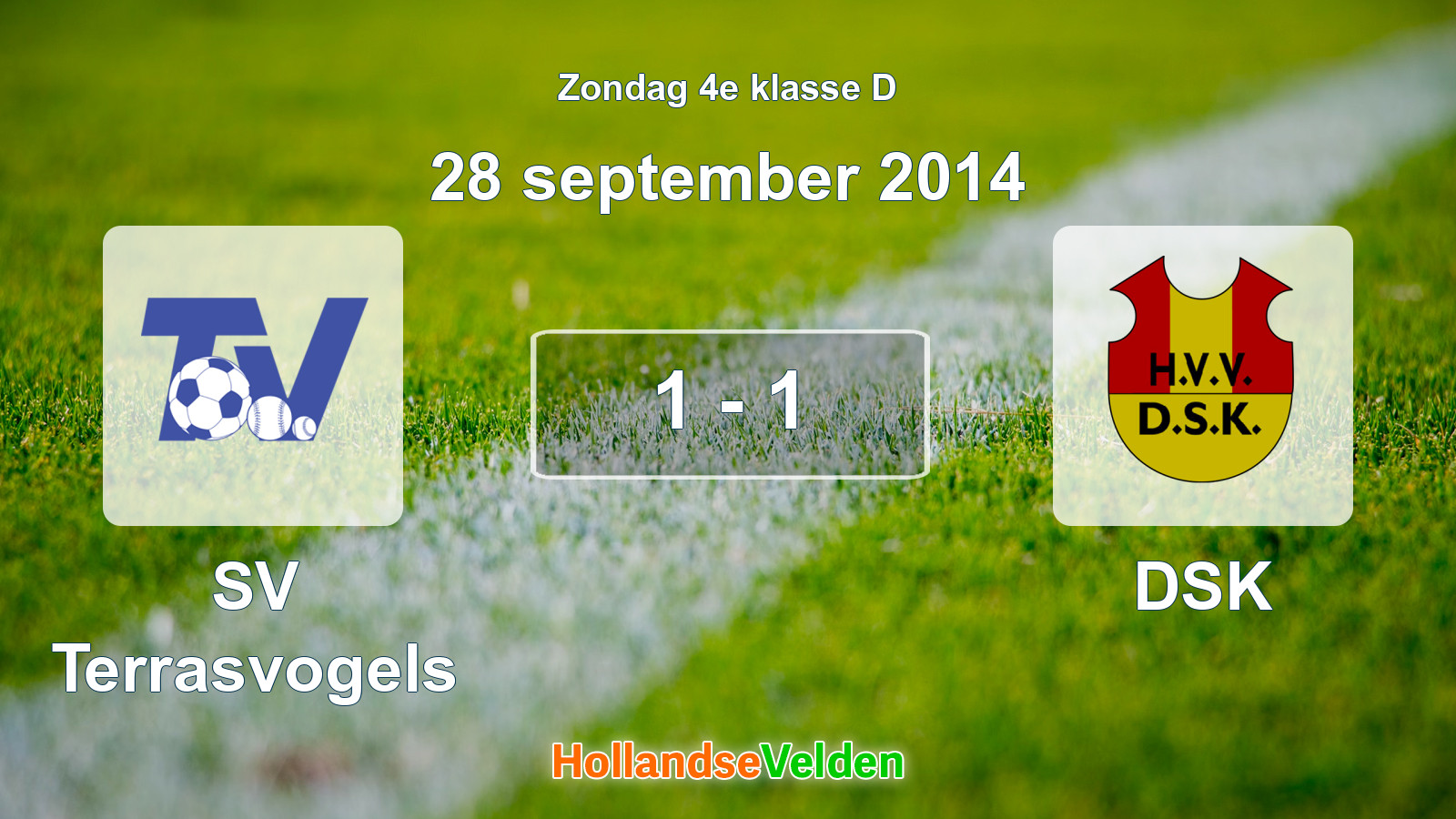 Gespeelde wedstrijd: SV Terrasvogels - DSK 1 - 1 (28 september 2014)