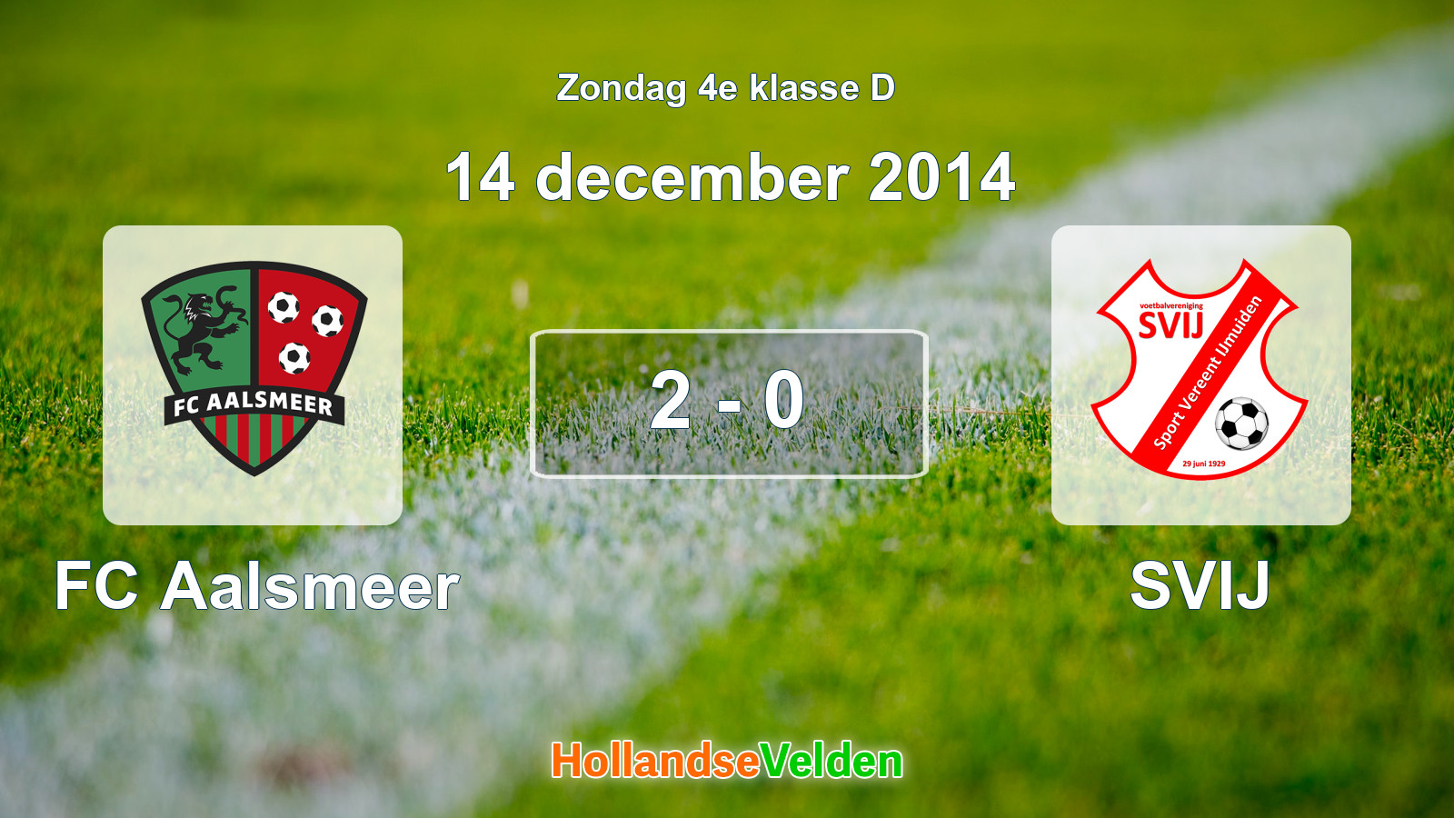 Gespeelde wedstrijd: FC Aalsmeer - SVIJ 2 - 0 (14 december 2014)