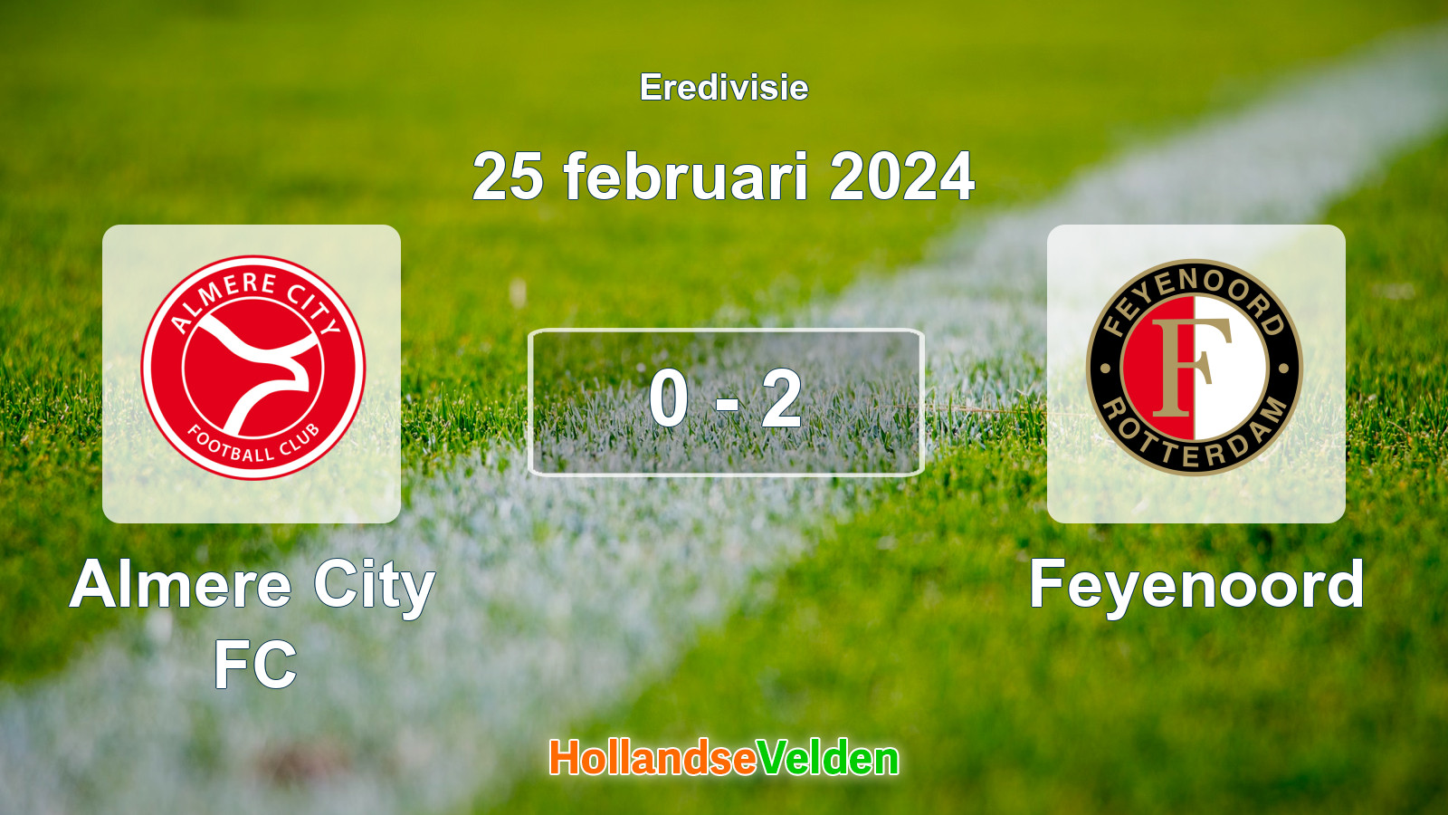 Gespeelde wedstrijd: Almere City FC - Feyenoord 0 - 2 (25 februari 2024)