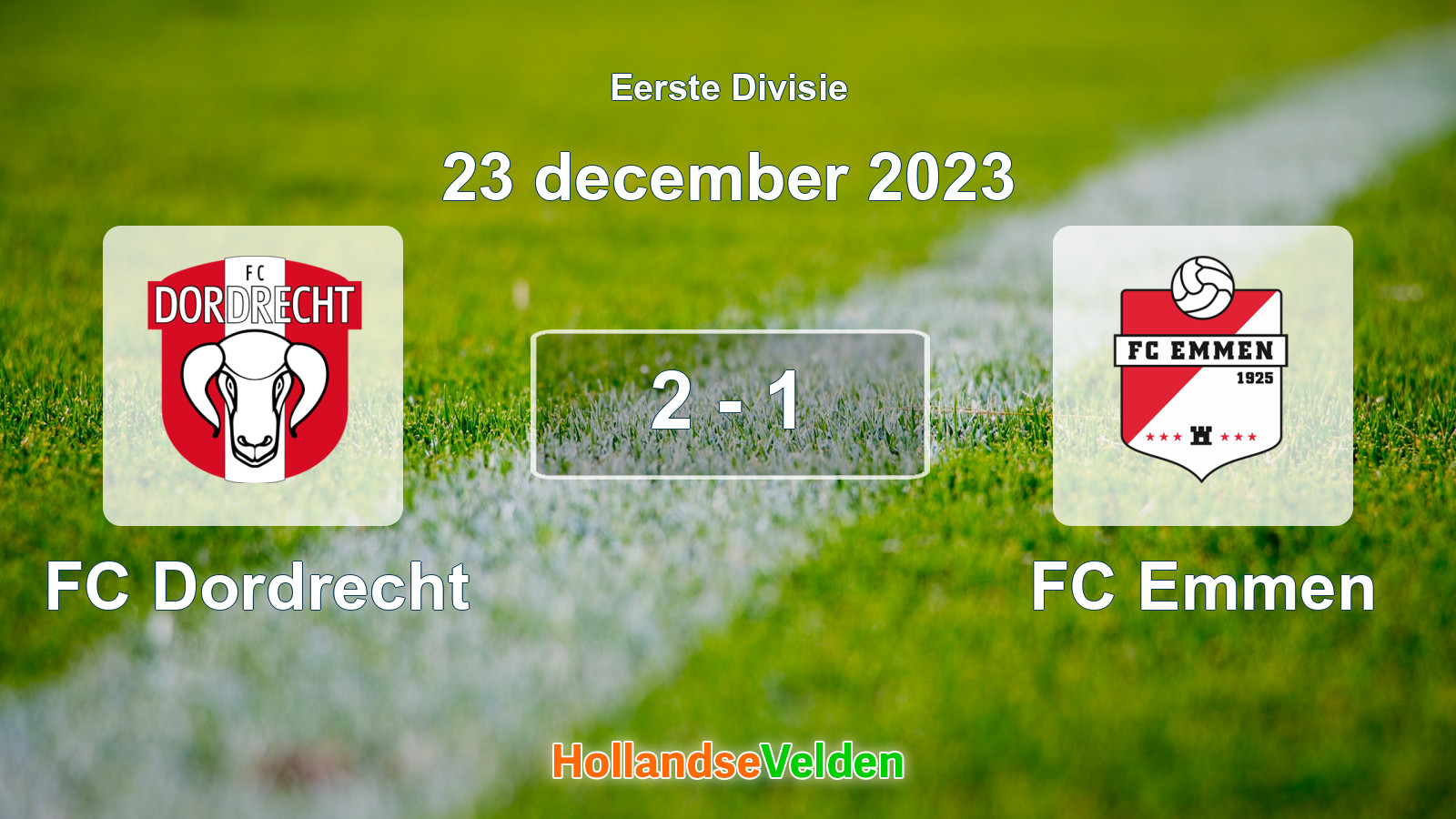 Gespeelde wedstrijd: FC Dordrecht - FC Emmen 2 - 1 (23 december 2023)