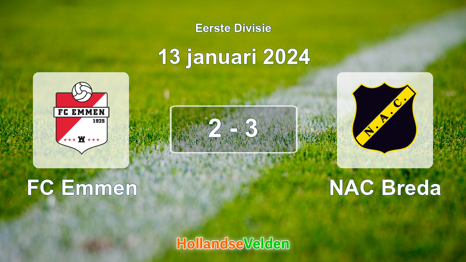 Gespeelde wedstrijd: FC Emmen - NAC Breda 2 - 3 (13 januari 2024)