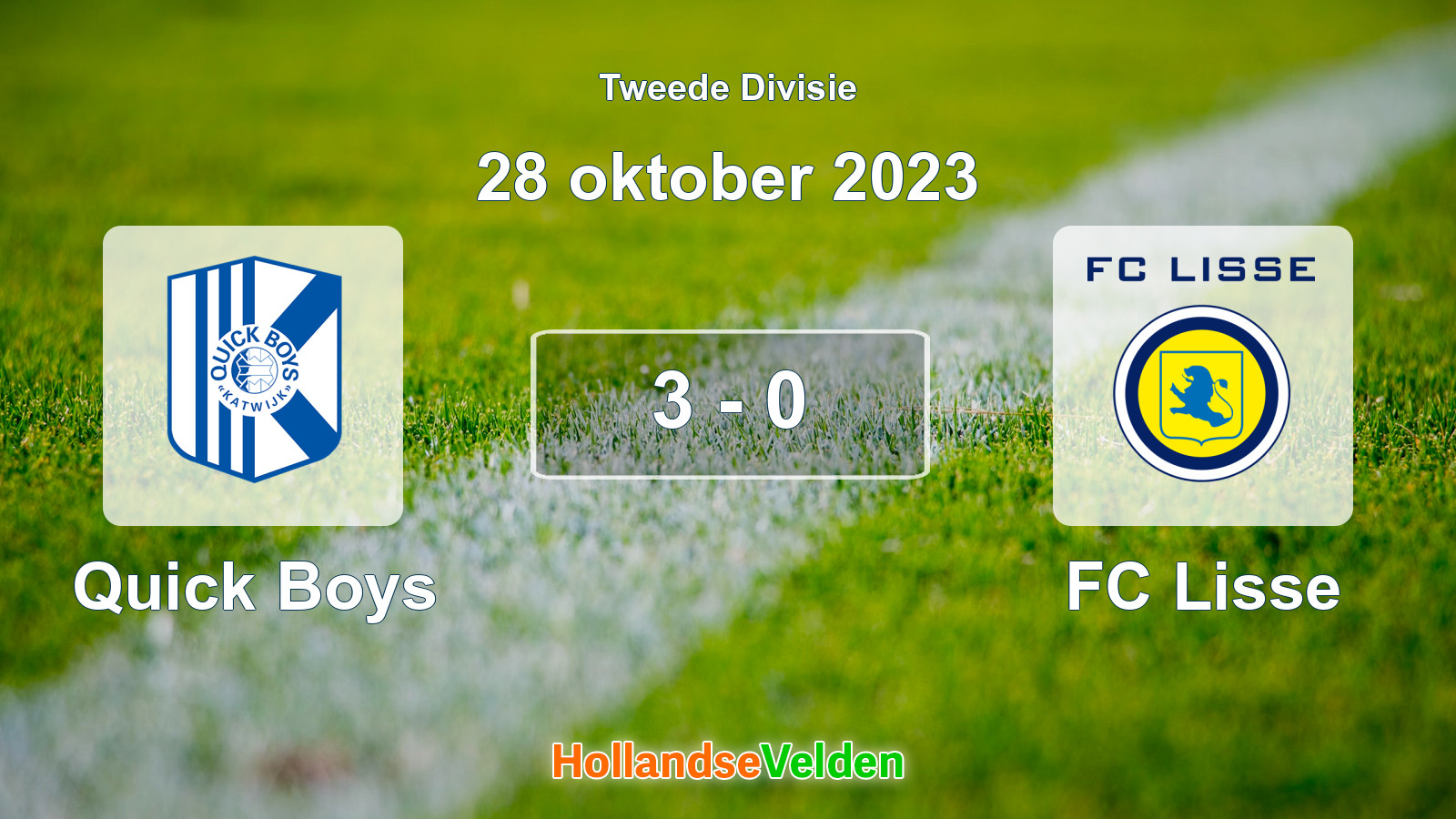 Gespeelde wedstrijd: Quick Boys - FC Lisse 3 - 0 (28 oktober 2023)