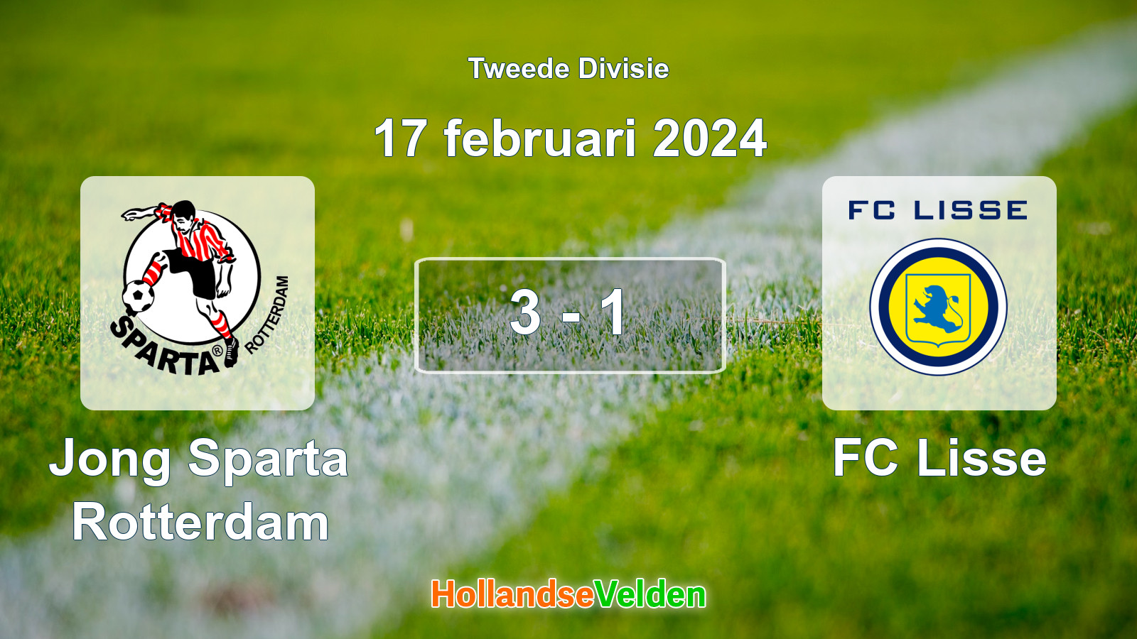 Gespeelde wedstrijd: Jong Sparta Rotterdam - FC Lisse 3 - 1 (17 februari 2024)