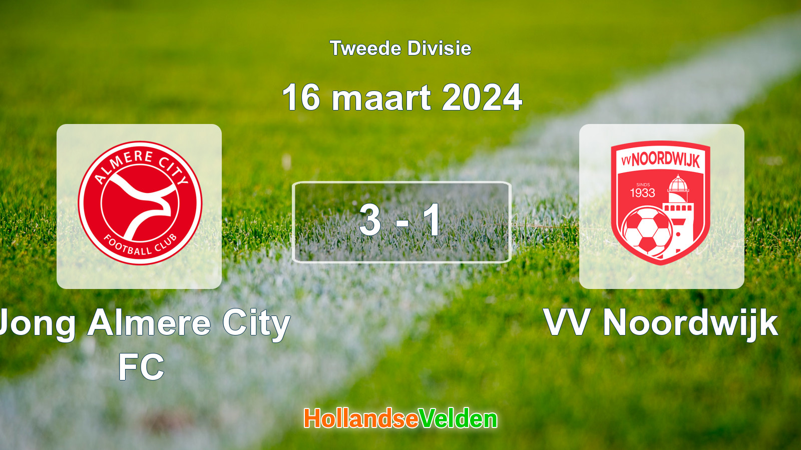 Gespeelde wedstrijd: Jong Almere City FC - VV Noordwijk 3 - 1 (16 maart 2024)