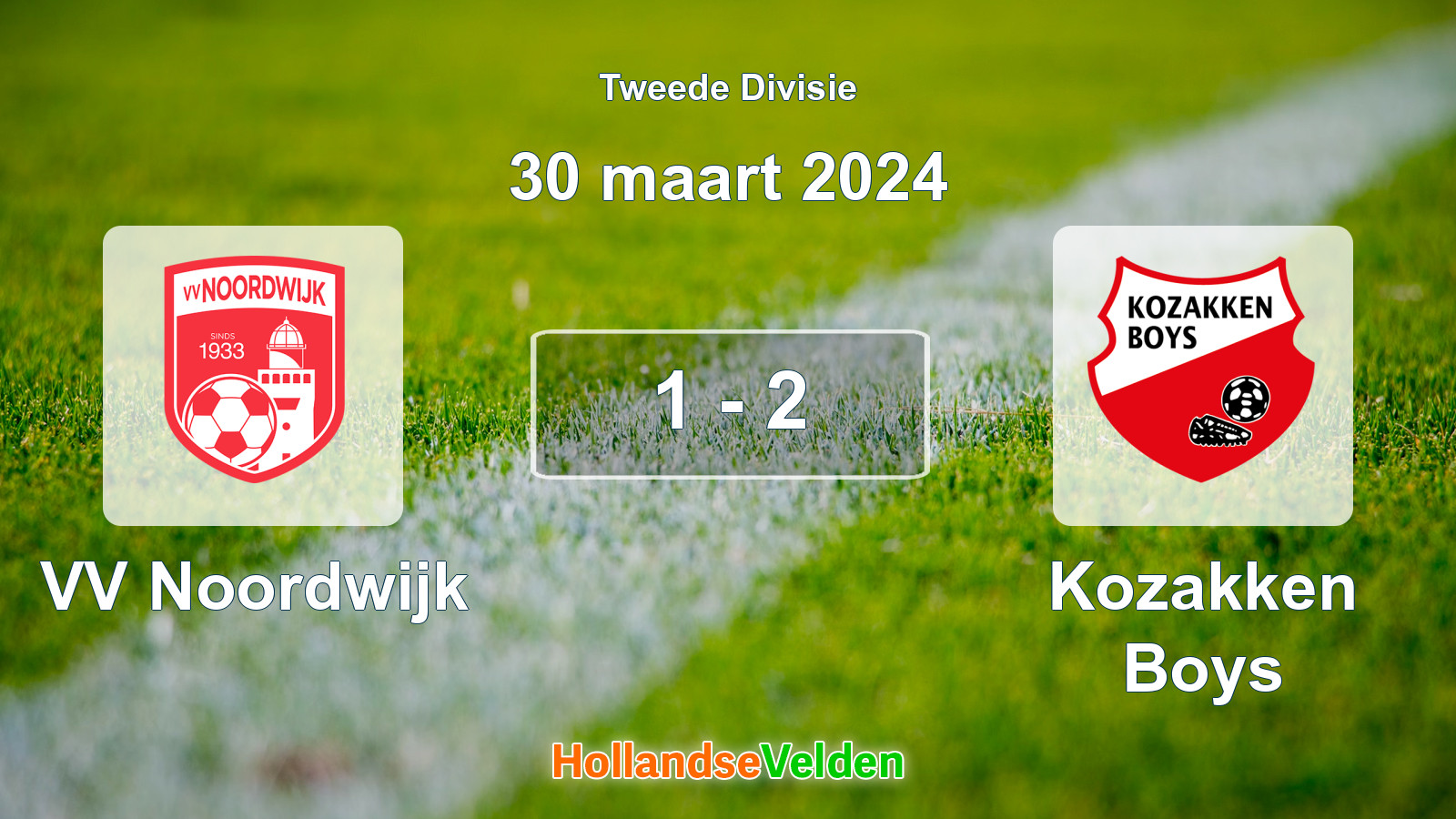 Gespeelde wedstrijd: VV Noordwijk - Kozakken Boys 1 - 2 (30 maart 2024)