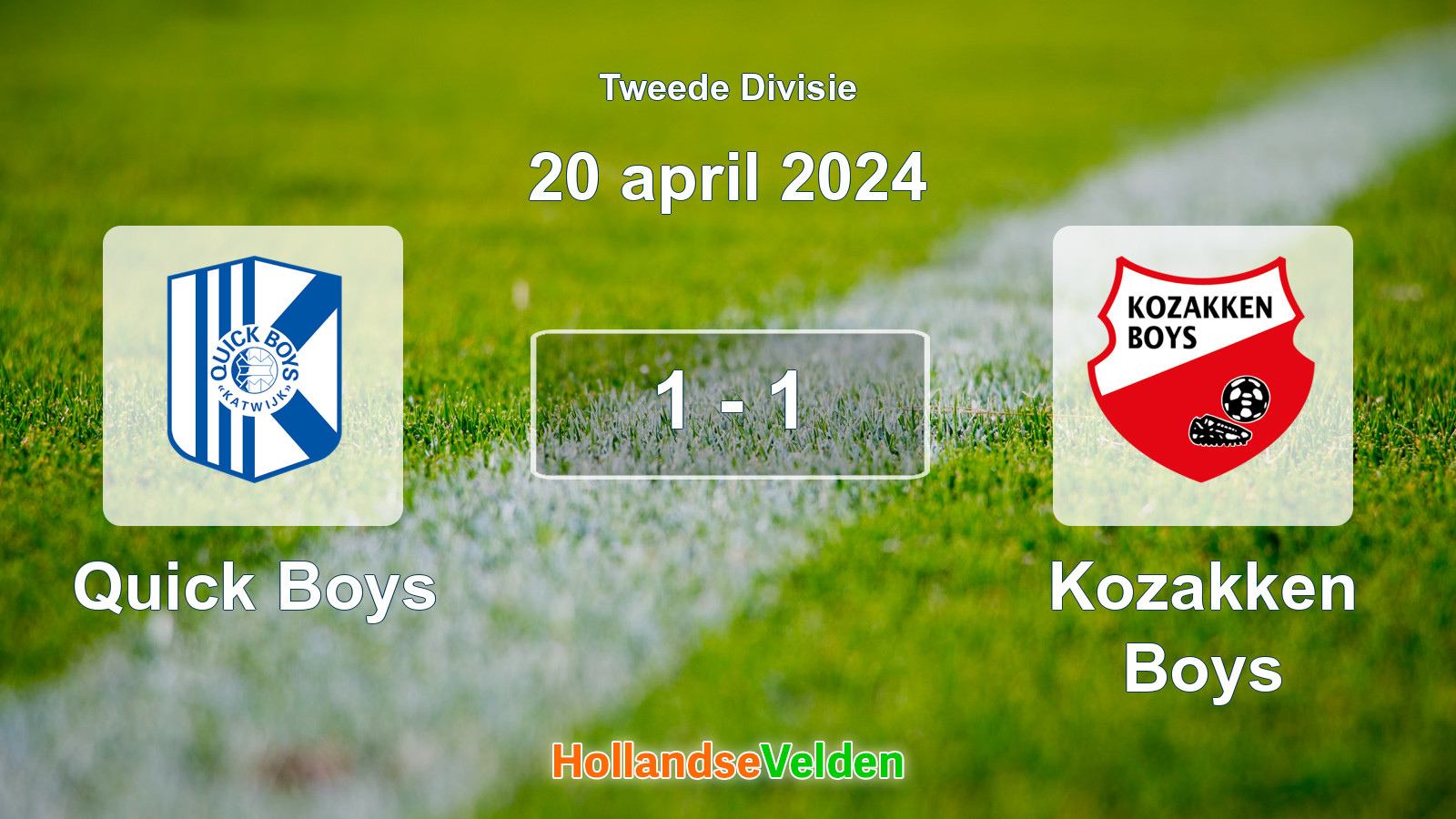 Gespeelde wedstrijd: Quick Boys - Kozakken Boys 1 - 1 (20 april 2024)