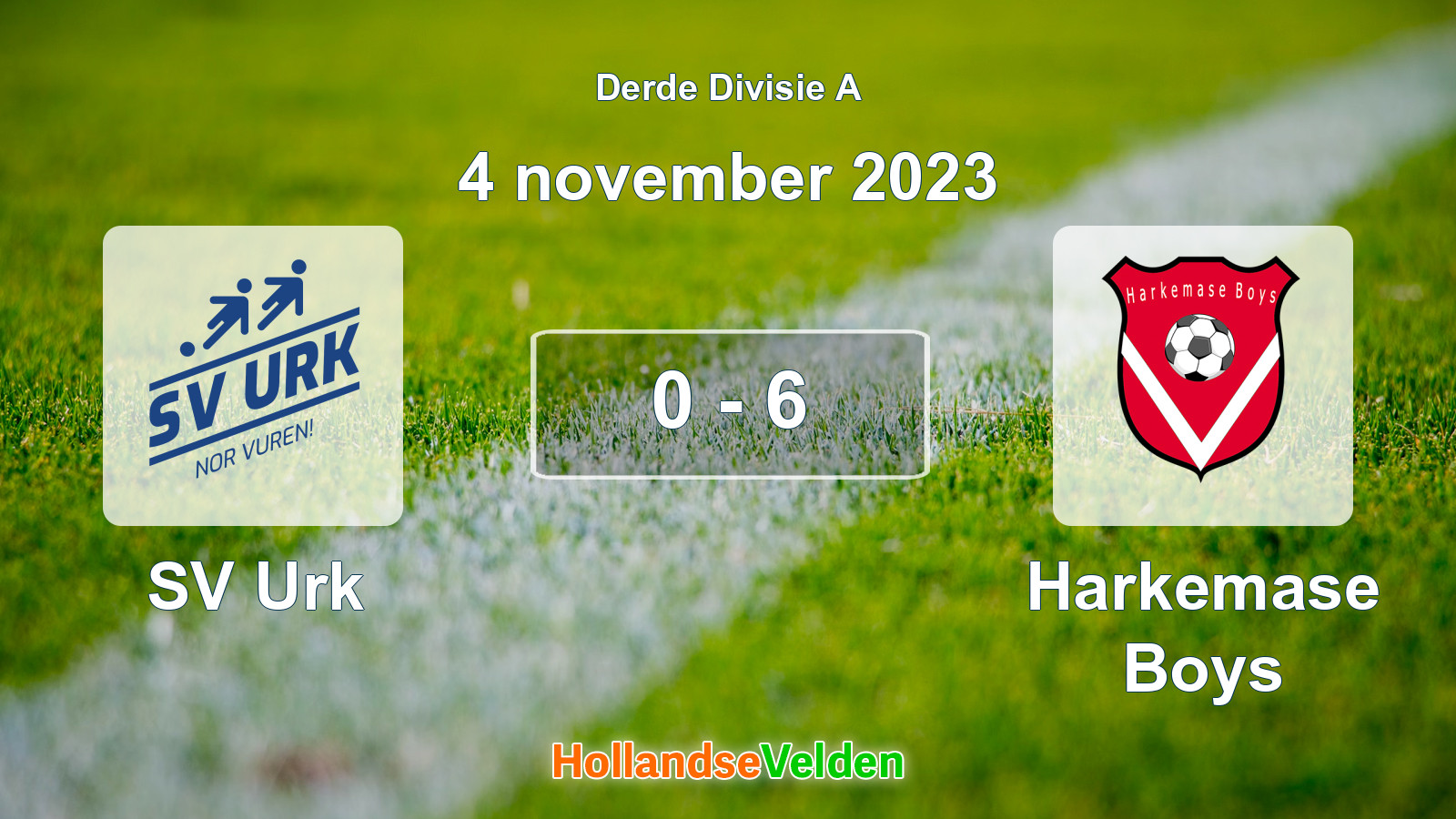 Gespeelde wedstrijd: SV Urk - Harkemase Boys 0 - 6 (4 november 2023)