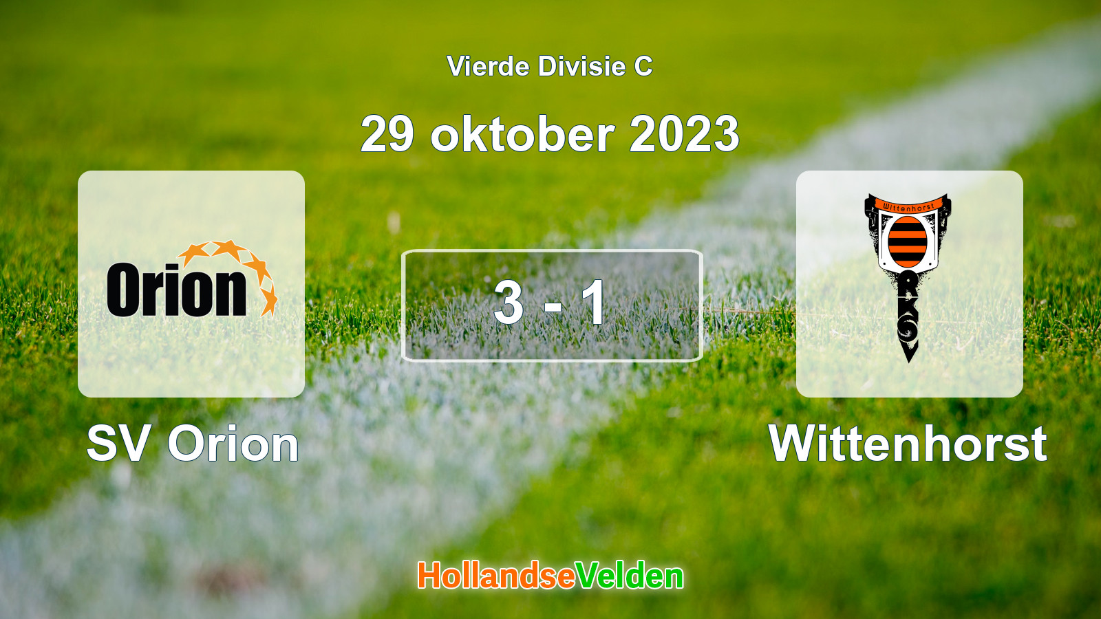 Gespeelde wedstrijd: SV Orion - Wittenhorst 3 - 1 (29 oktober 2023)