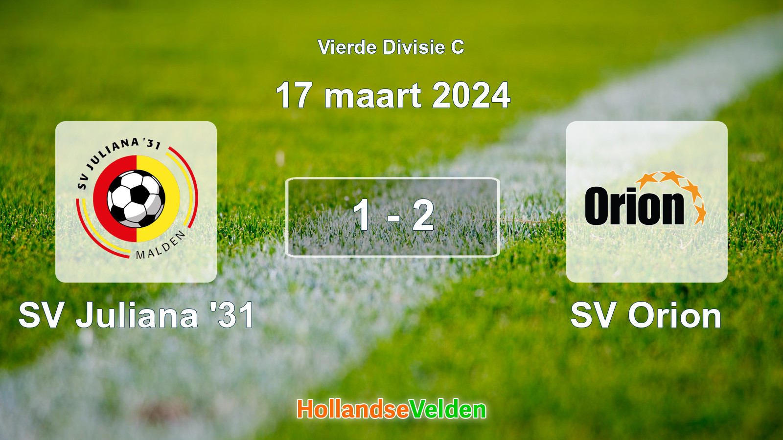 Gespeelde wedstrijd: SV Juliana '31 - SV Orion 1 - 2 (17 maart 2024)