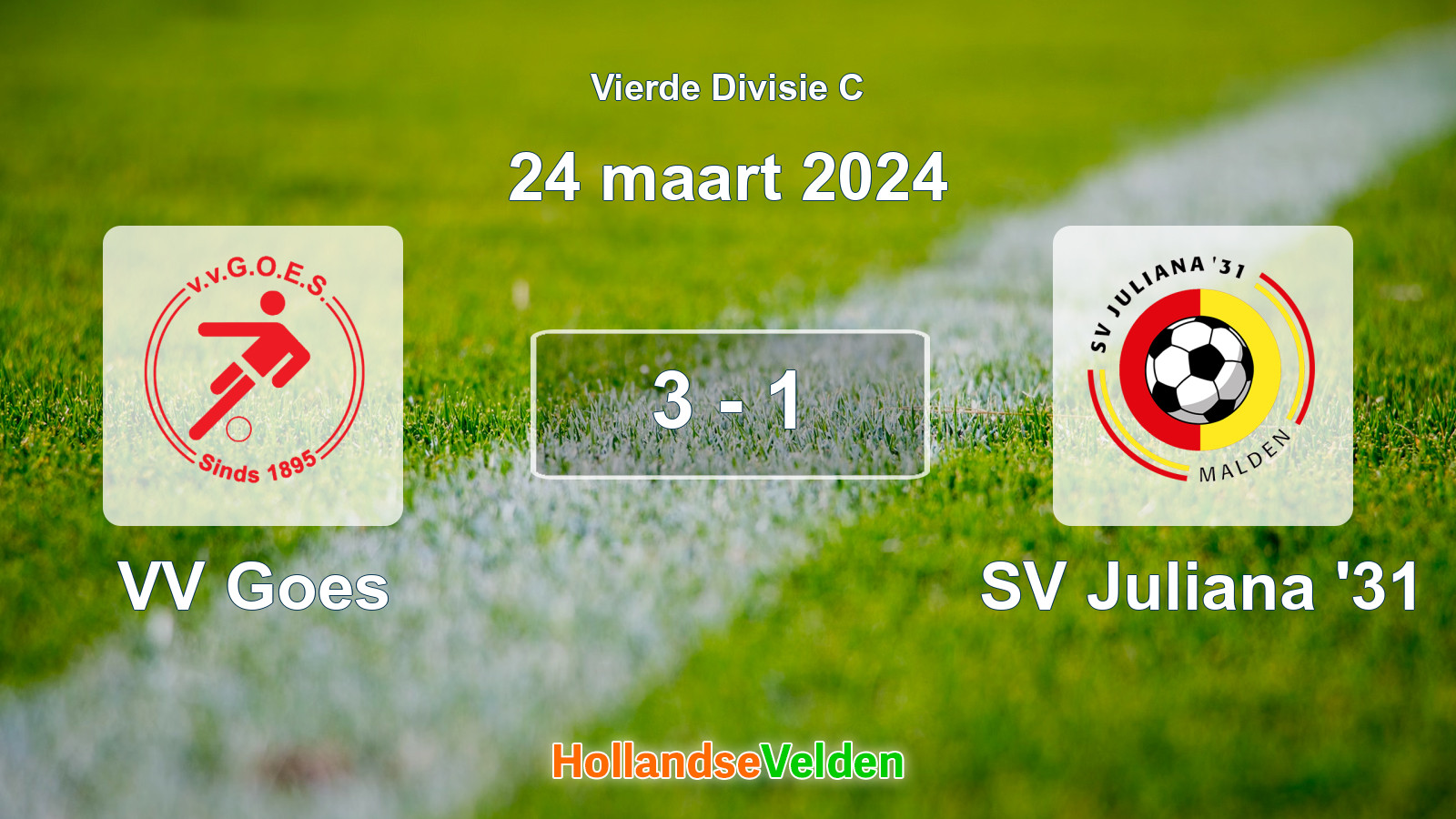 Gespeelde wedstrijd: VV Goes - SV Juliana '31 3 - 1 (24 maart 2024)