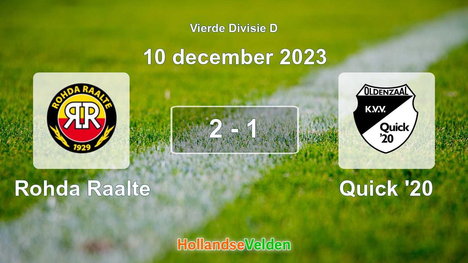 Gespeelde wedstrijd: Rohda Raalte - Quick '20 2 - 1 (10 december 2023)