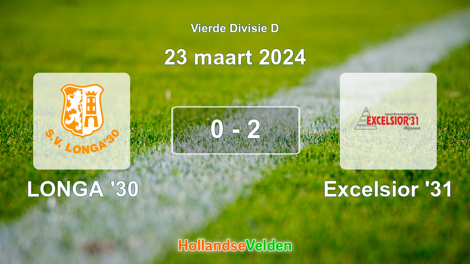 Gespeelde wedstrijd: LONGA '30 - Excelsior '31 0 - 2 (23 maart 2024)