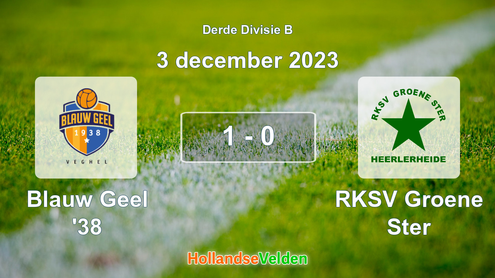 Gespeelde wedstrijd: Blauw Geel '38 - RKSV Groene Ster 1 - 0 (3 december 2023)