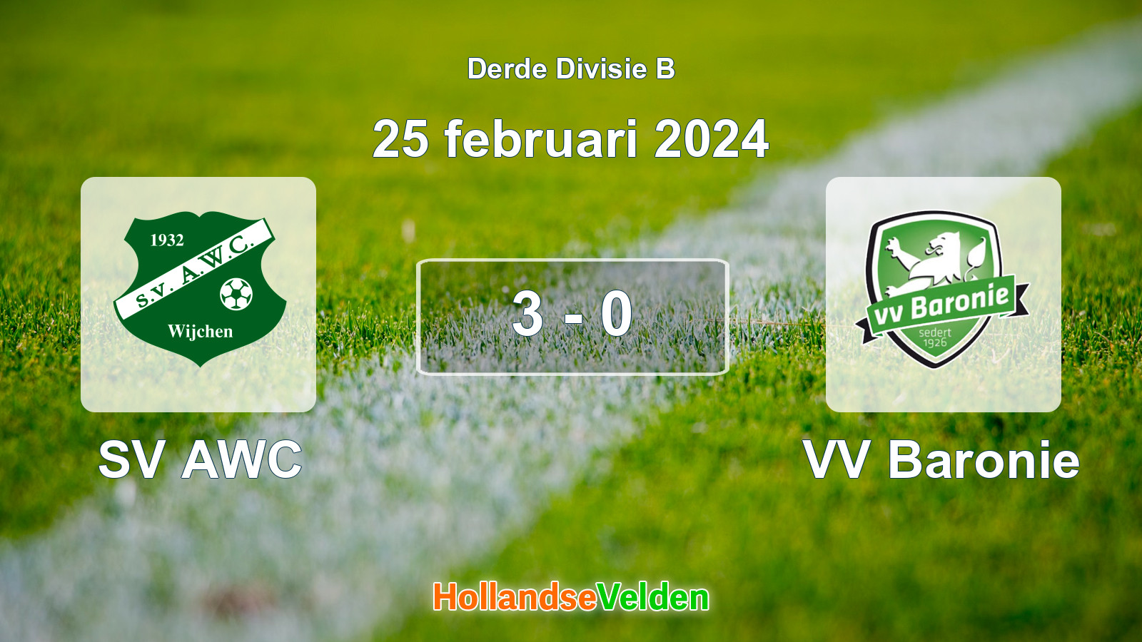 Gespeelde wedstrijd: SV AWC - VV Baronie 3 - 0 (25 februari 2024)