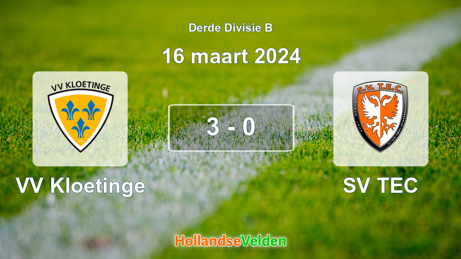 Gespeelde wedstrijd: VV Kloetinge - SV TEC 3 - 0 (16 maart 2024)