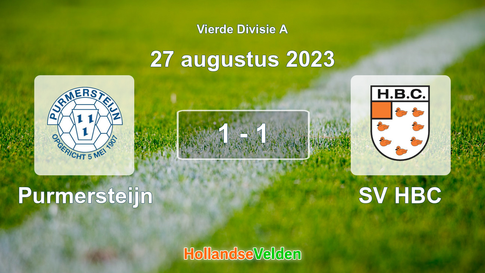 Gespeelde wedstrijd: Purmersteijn - SV HBC 1 - 1 (27 augustus 2023)