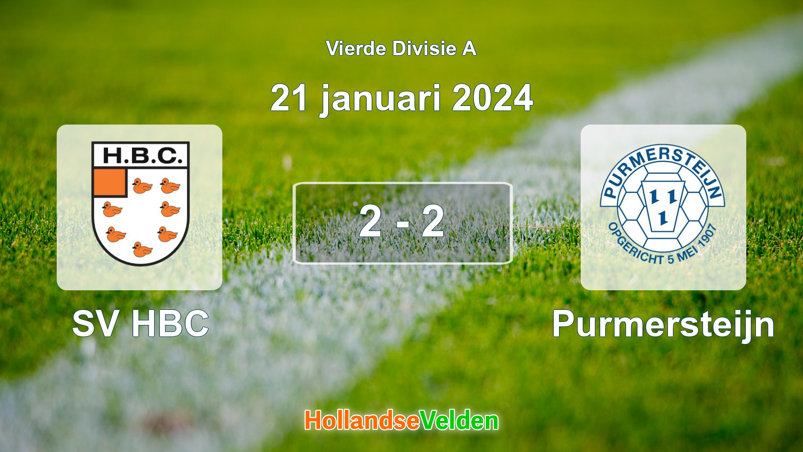 Gespeelde wedstrijd: SV HBC - Purmersteijn 2 - 2 (21 januari 2024)