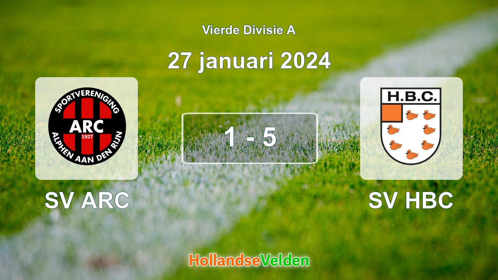 Gespeelde wedstrijd: SV ARC - SV HBC 1 - 5 (27 januari 2024)
