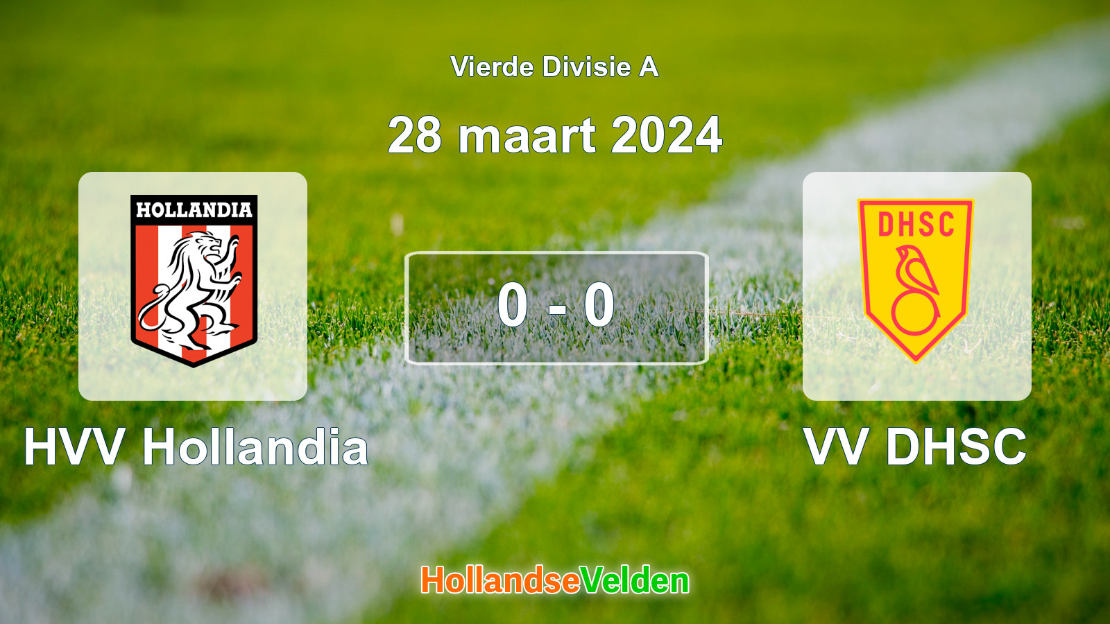 Gespeelde wedstrijd: HVV Hollandia - VV DHSC 0 - 0 (28 maart 2024)