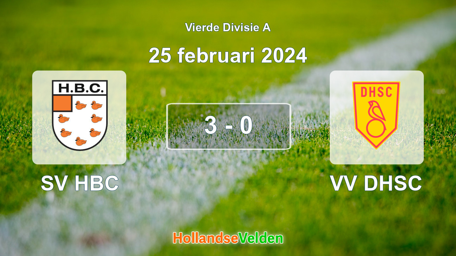 Gespeelde wedstrijd: SV HBC - VV DHSC 3 - 0 (25 februari 2024)