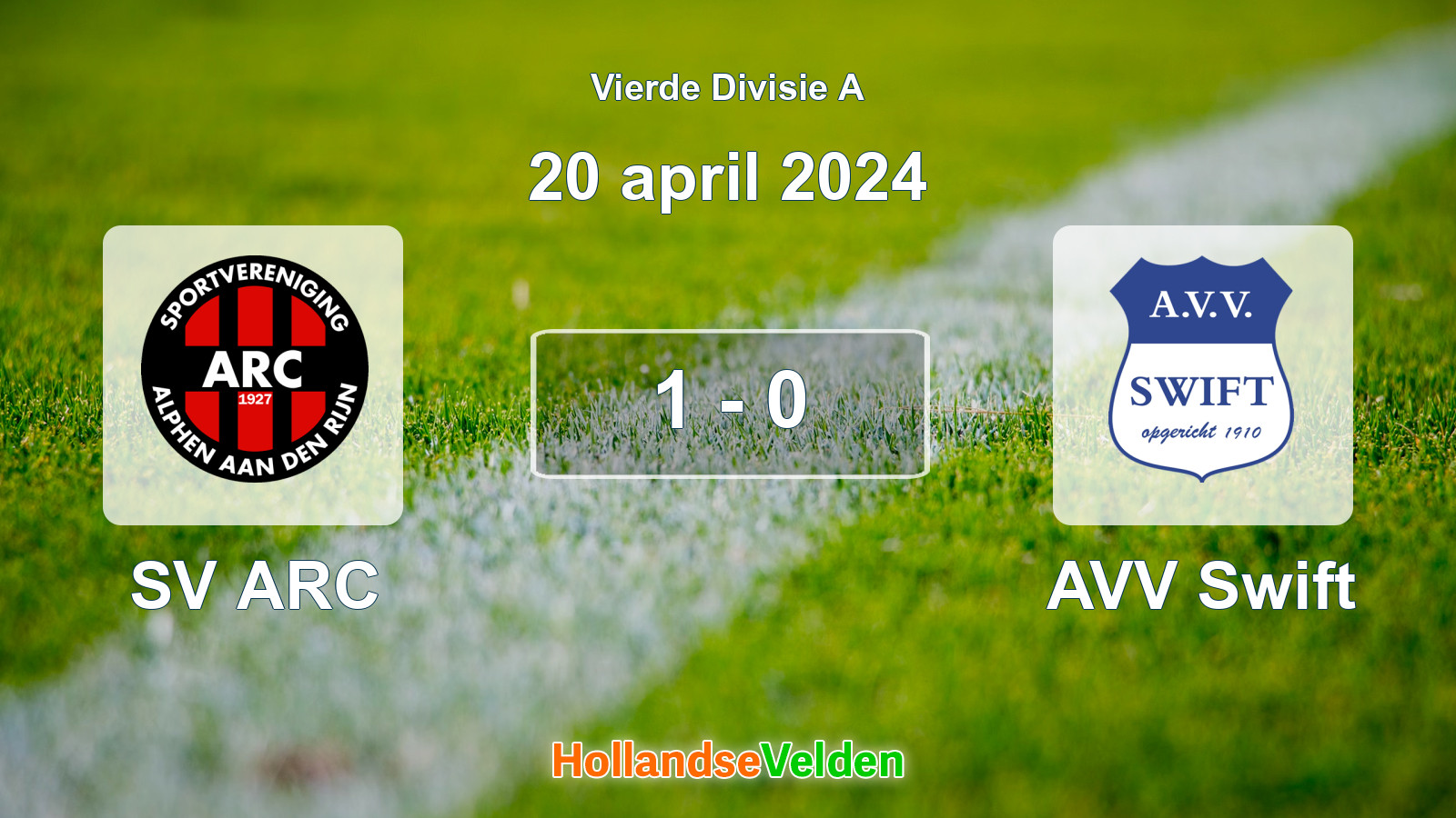 Gespeelde wedstrijd: SV ARC - AVV Swift 1 - 0 (20 april 2024)