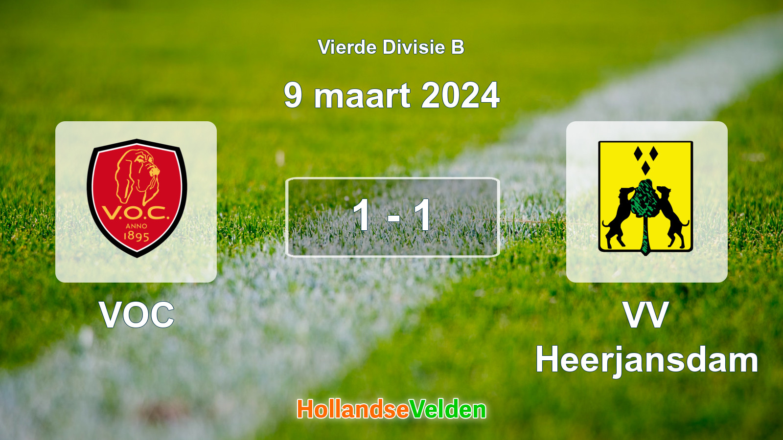 Gespeelde wedstrijd: VOC - VV Heerjansdam 1 - 1 (9 maart 2024)