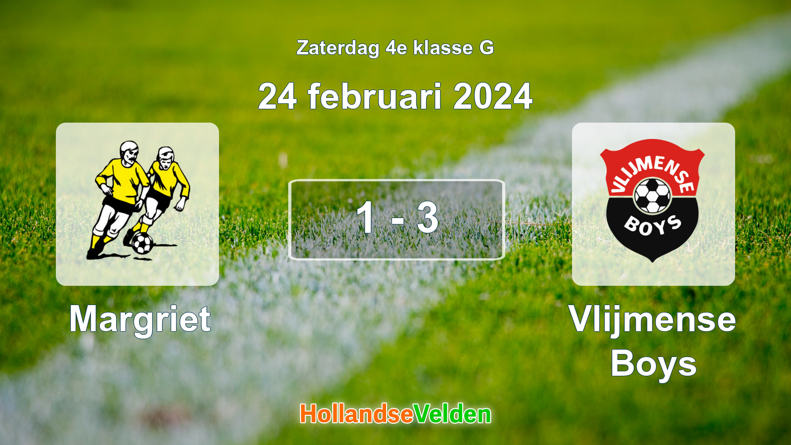 Gespeelde wedstrijd: Margriet - Vlijmense Boys 1 - 3 (24 februari 2024)