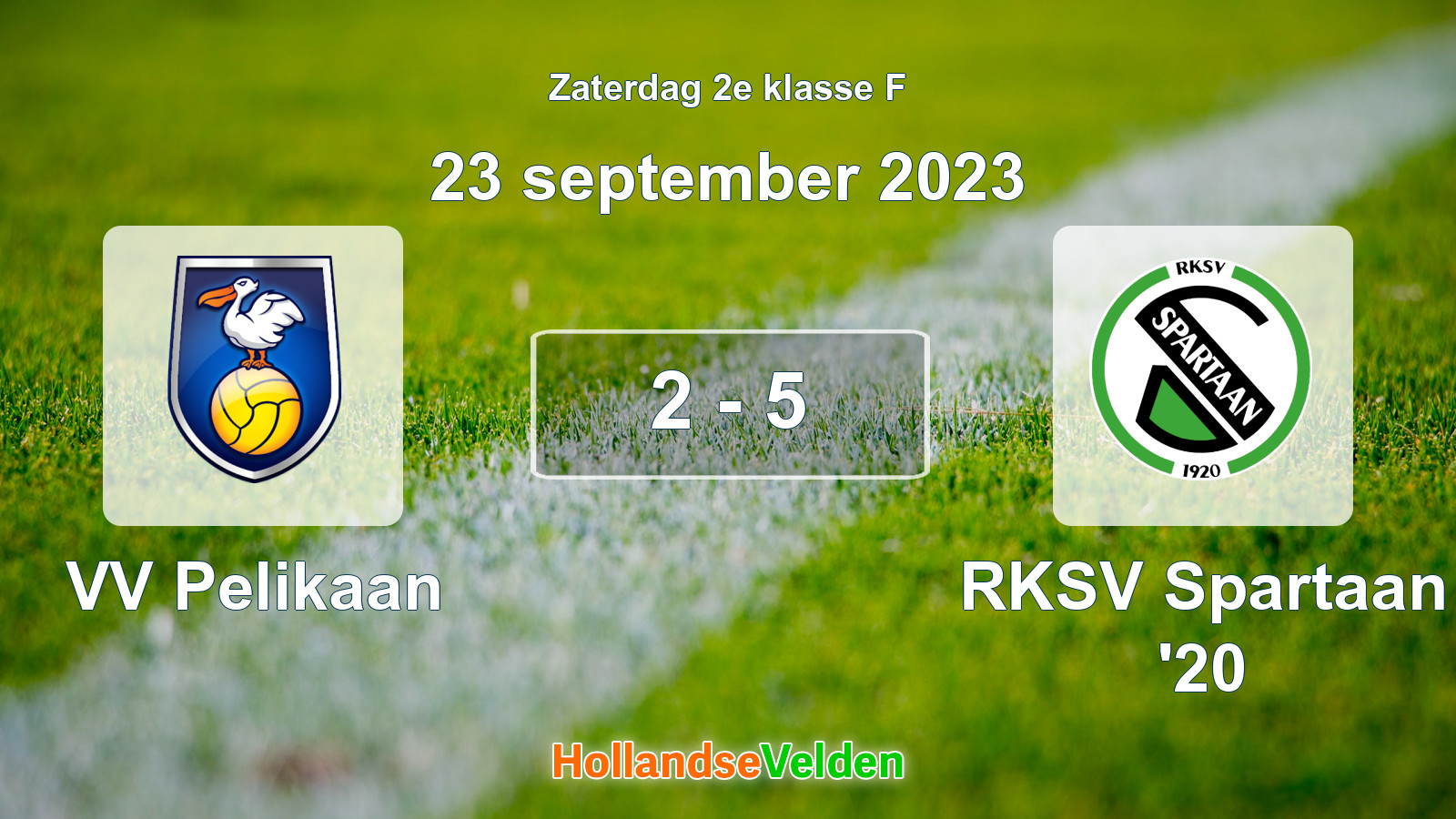 Gespeelde wedstrijd: VV Pelikaan - RKSV Spartaan '20 2 - 5 (23 september 2023)
