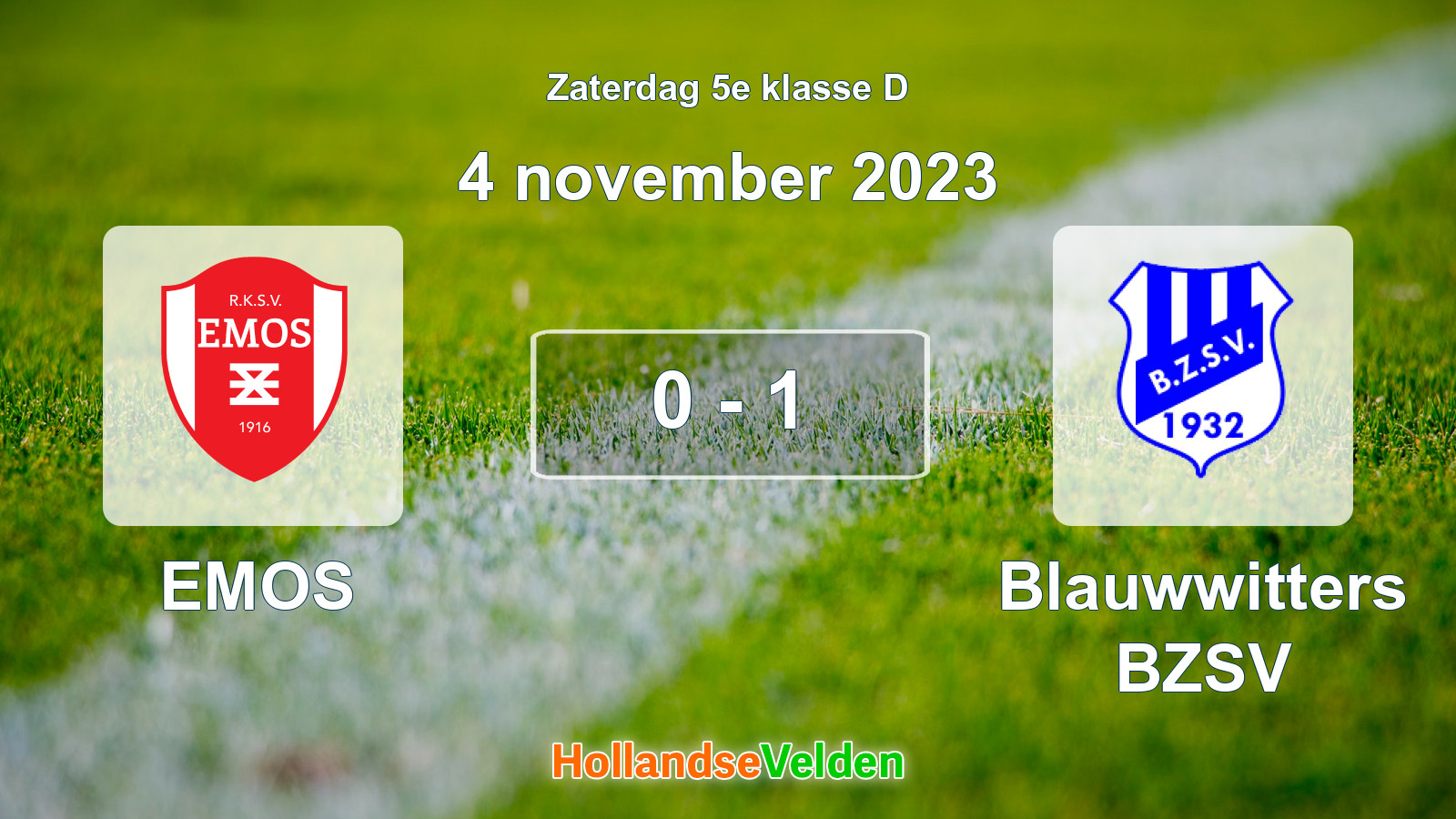 Gespeelde wedstrijd: EMOS - Blauwwitters BZSV 0 - 1 (4 november 2023)