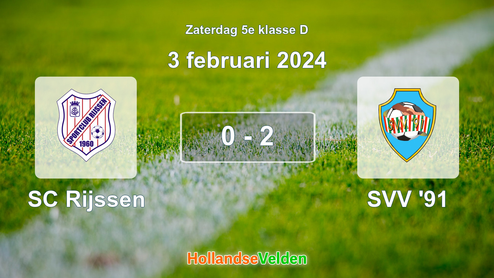 Gespeelde wedstrijd: SC Rijssen - SVV '91 0 - 2 (3 februari 2024)