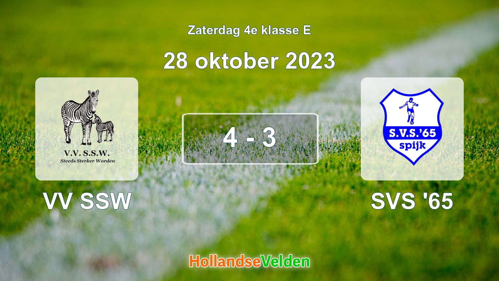 Gespeelde wedstrijd: VV SSW - SVS '65 4 - 3 (28 oktober 2023)