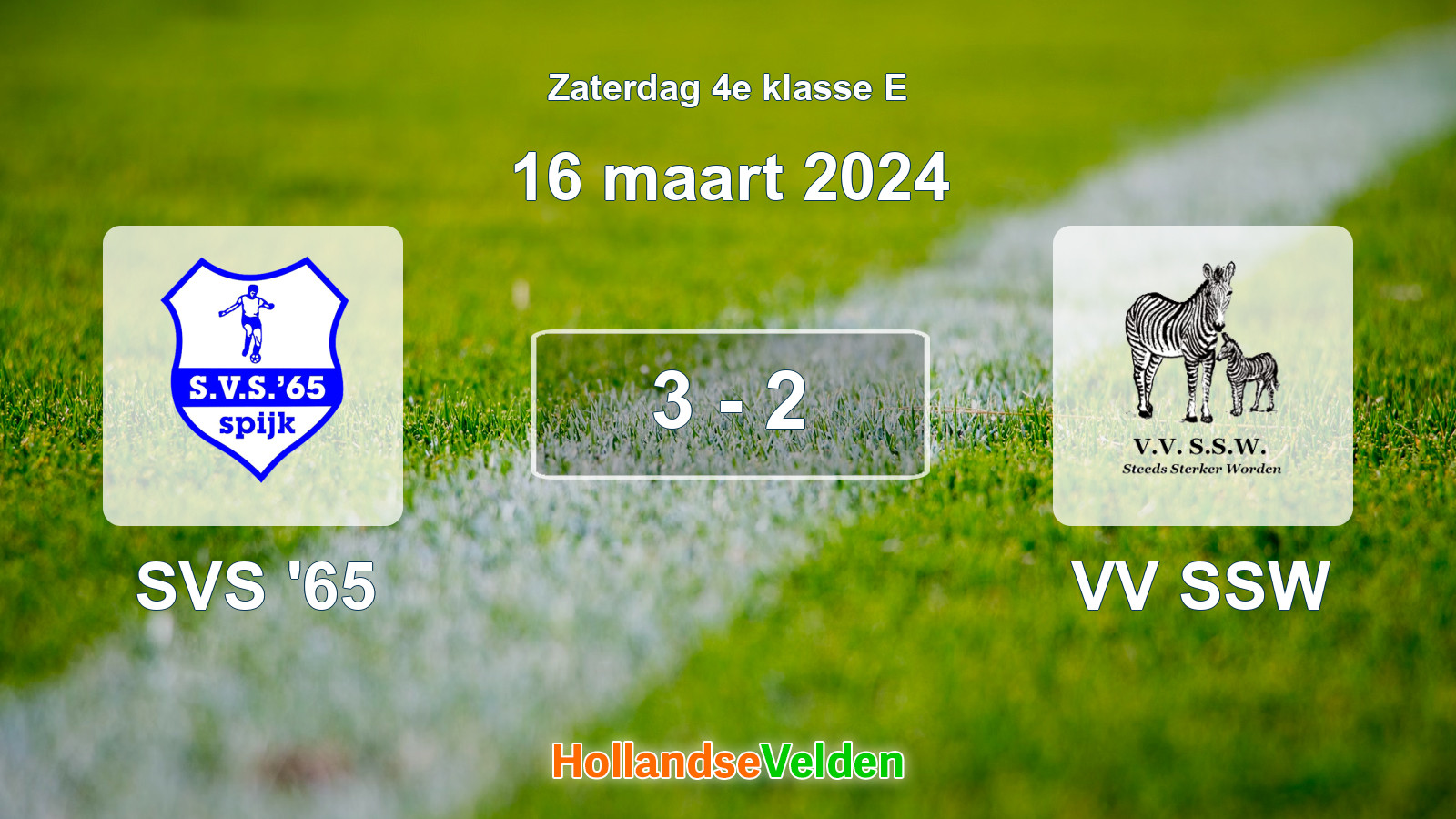 Gespeelde wedstrijd: SVS '65 - VV SSW 3 - 2 (16 maart 2024)