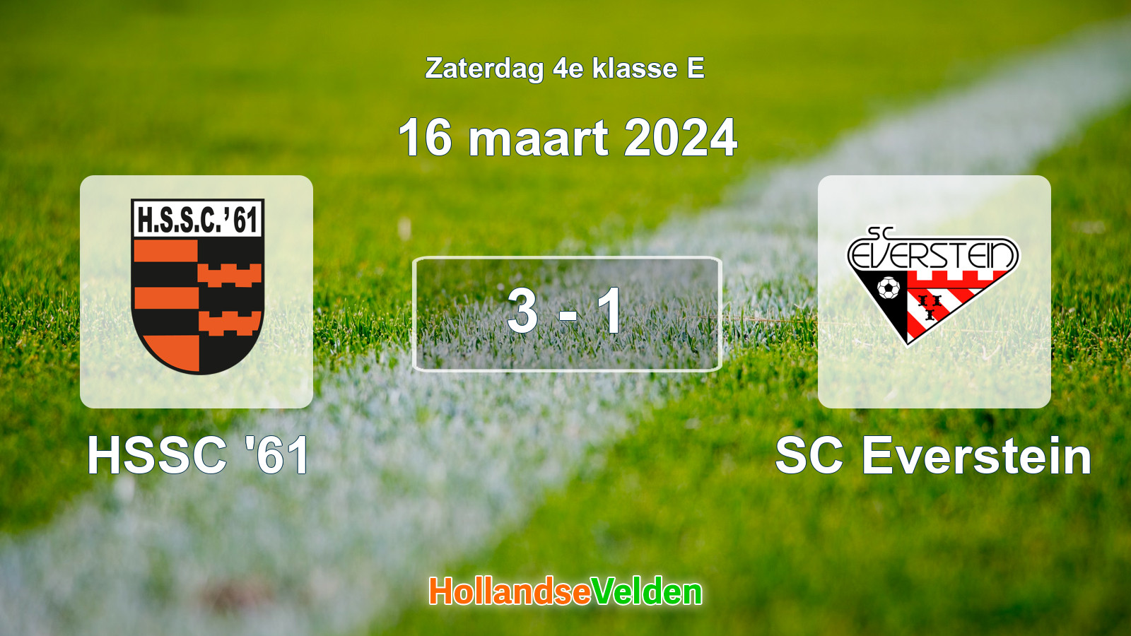 Gespeelde wedstrijd: HSSC '61 - SC Everstein 3 - 1 (16 maart 2024)
