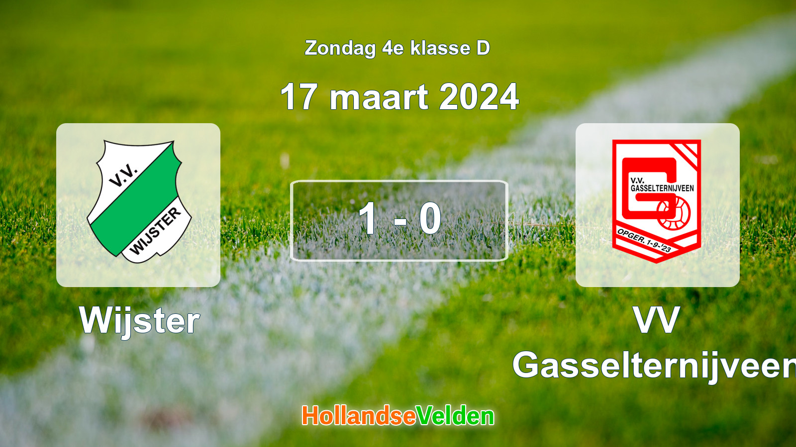 Gespeelde wedstrijd: Wijster - VV Gasselternijveen 1 - 0 (17 maart 2024)