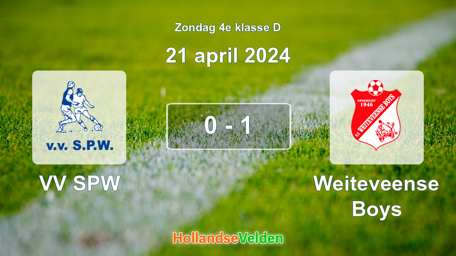 Gespeelde wedstrijd: VV SPW - Weiteveense Boys 0 - 1 (21 april 2024)