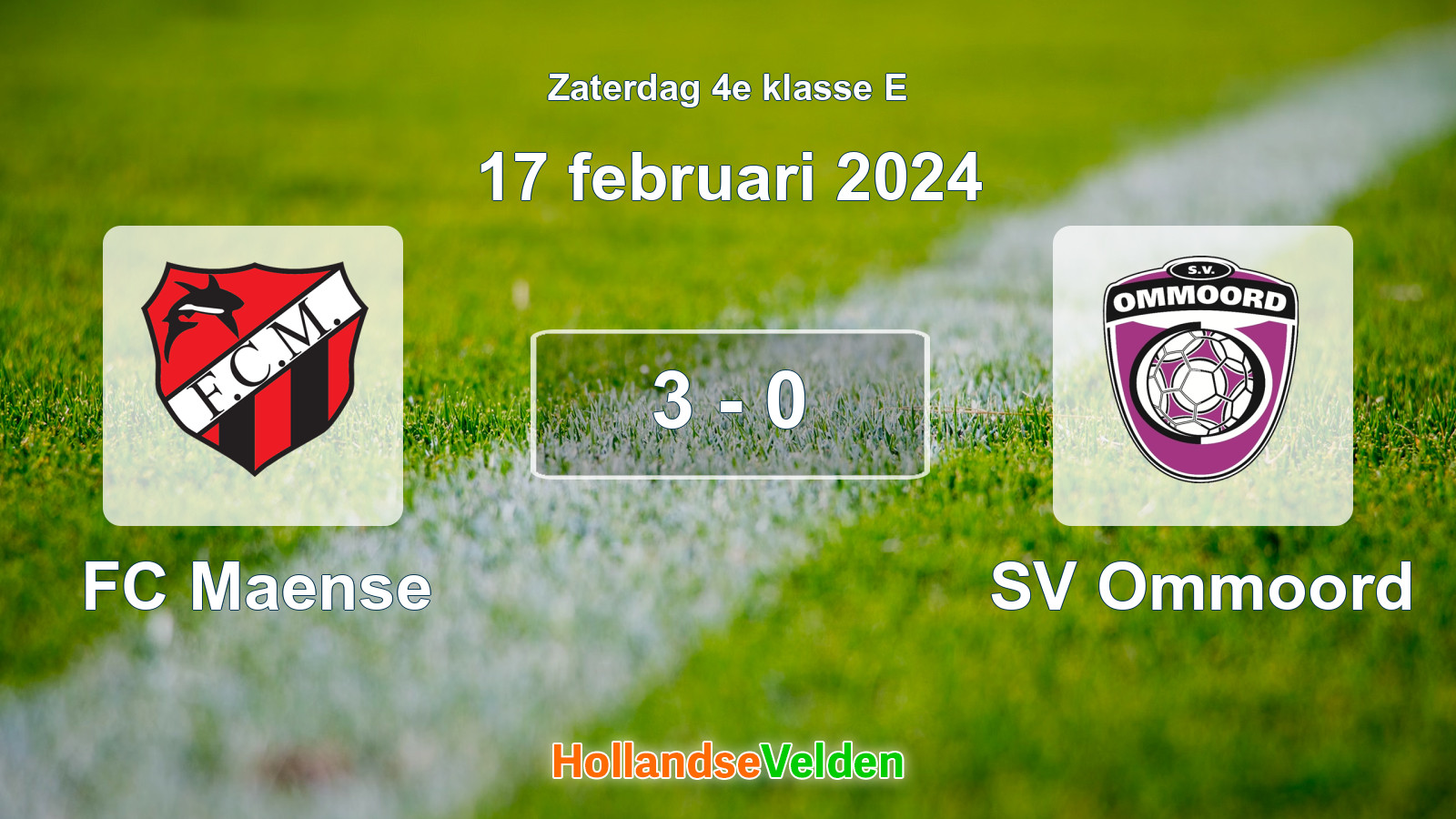 Gespeelde wedstrijd: FC Maense - SV Ommoord 3 - 0 (17 februari 2024)