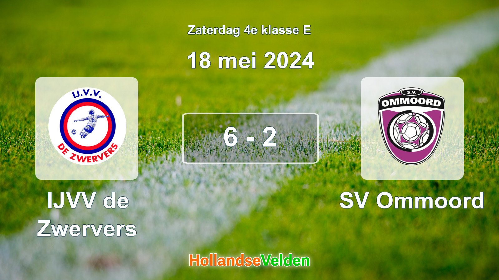 Gespeelde wedstrijd: IJVV de Zwervers - SV Ommoord 6 - 2 (18 mei 2024)